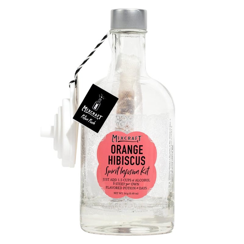 MixCraft Spirit Infusion Kit - Premium Craft Cocktail & Mocktail Mixer, Glass Bottle, Collapsible Funnel, Flavor Pouch & Recipe, Orange Hibiscus - Image 1